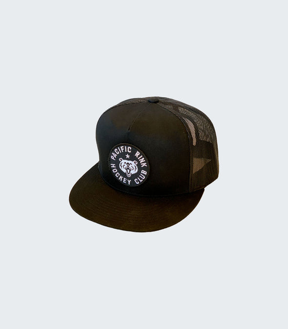 Members Club Trucker Flat Bill Snapback | Black