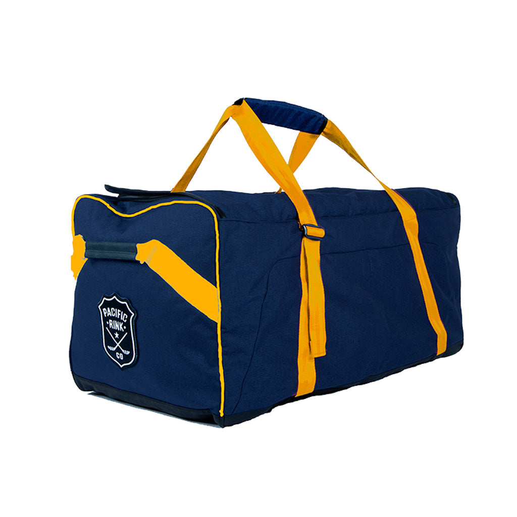 Pacific Rink's Blue and Gold Player Bag, highlighting the blend of style and functionality