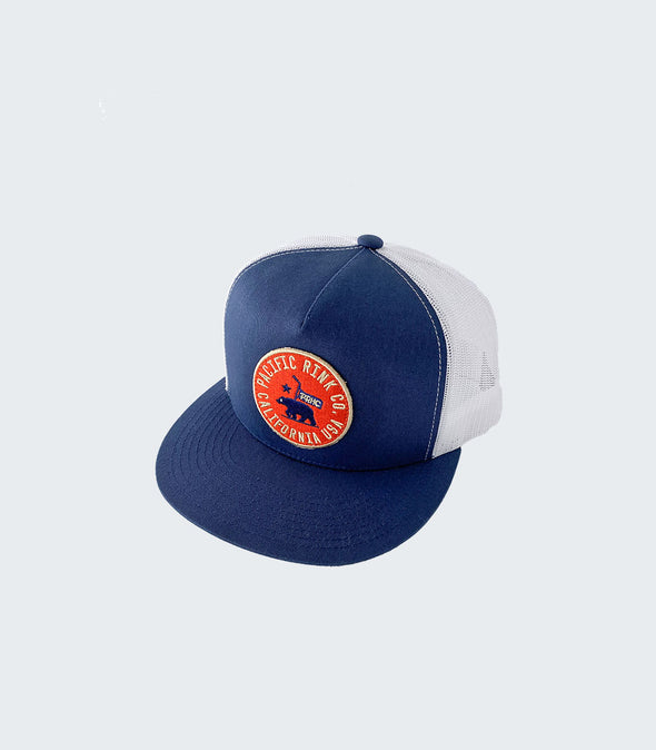 State Seal Flat Bill Trucker | Navy/White